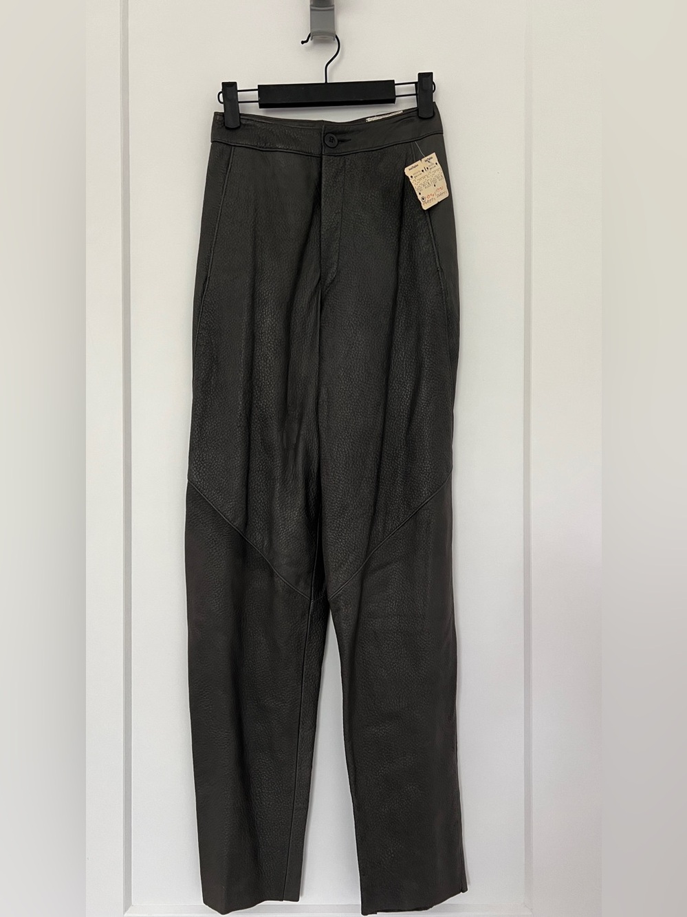 Vintage Ann Taylor Dark Gray Leather Pants with Tailored Seams